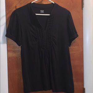 Black dressy tee with front detail